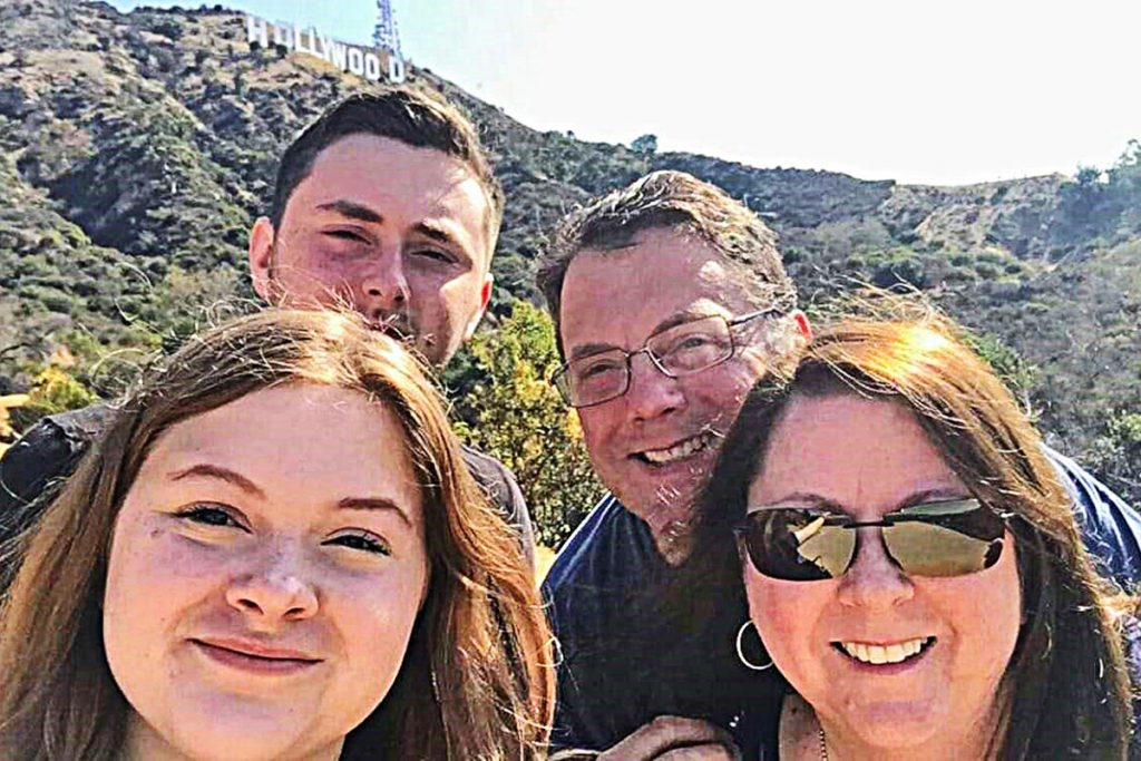 Gavin Turner and his family in California. From left, Emily, Griffin, Gavin, and Lori Turner