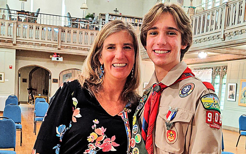 Samantha Snyder and her son, Nick, at his Eagle Scout Court of Honor Oct. 4.