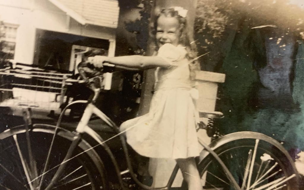 Sissy Barker teaches herself to ride a bike