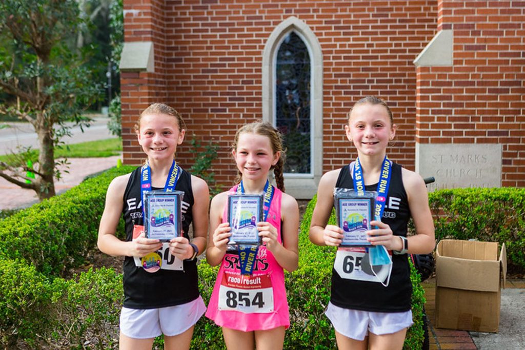 Audrey Brice, Kate Brice and Stella Krueger finished in the top three in their age groups