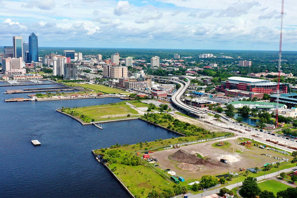 A view looking west from the Shipyards, a publicly owned property that  Riverfront Parks Now wants developed into a public park.