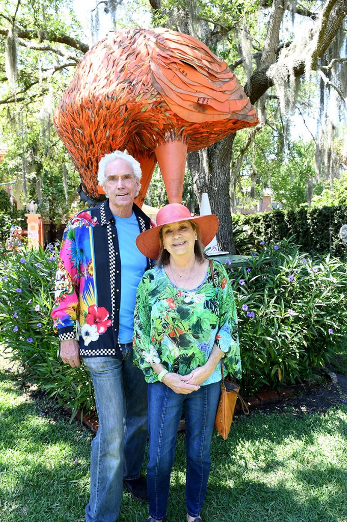 Paul William Rucker and Cheryl Kammire were sure to check out the giant rubber chicken in the yard, the art piece is titled Snacker, it is a creation of artist and the homeowner, Lana Shuttleworth.