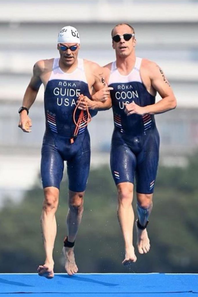 Potts and Coon after the swim portion of the race