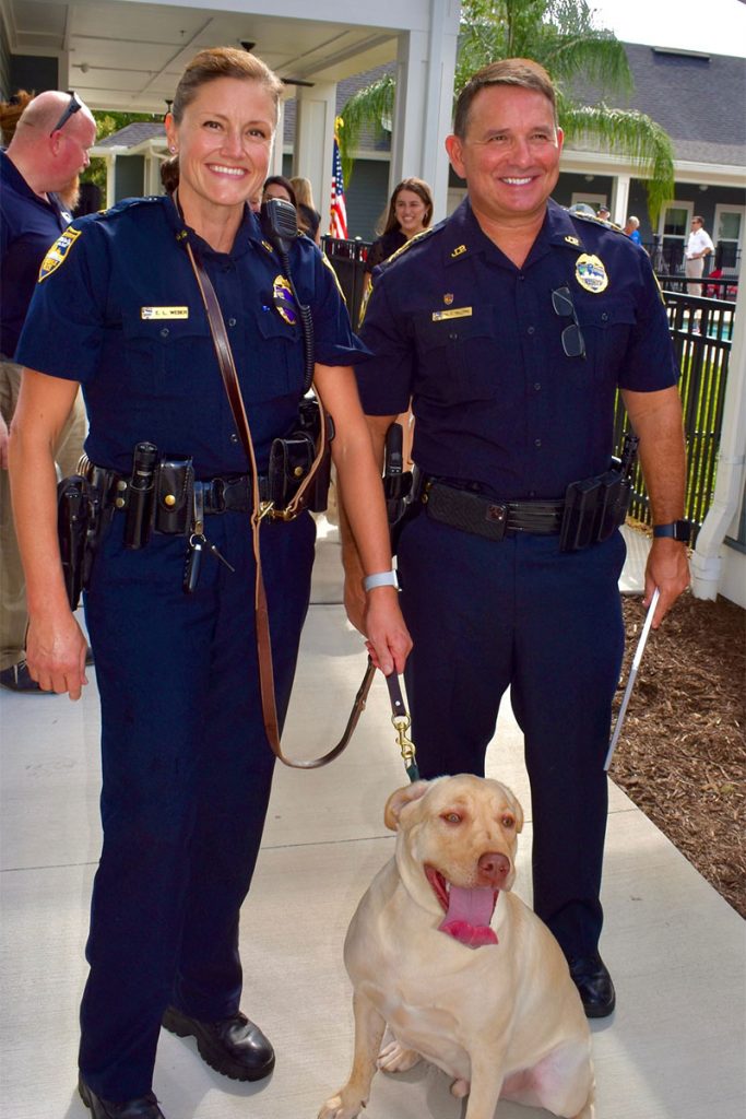 Buster with Lieutenant Erica Weber & Sheriff Mike Williams