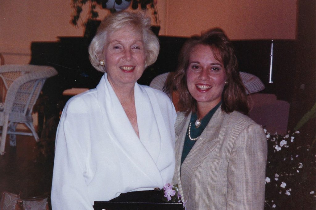 Doris and her daughter Sarah after a concert at the Friday Musicale, where Doris served as a board member, president and chorus member.