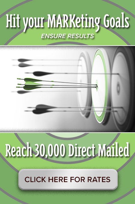 Hit your MARKeting Goals | Ensure Results | (picture of dart boards) | Reach 30,000 Direct Mailed | Click Here for Rates
