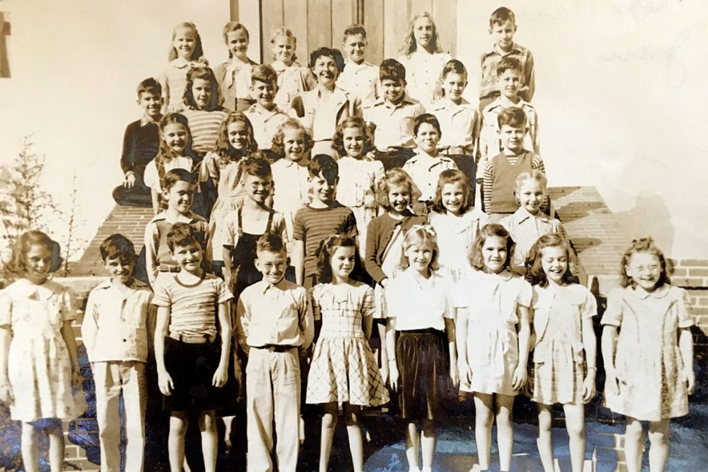 Mrs. Varnes’s fourth grade class at Hendricks Avenue Elementary School, Fred Woolsey in top row right side, January 1946