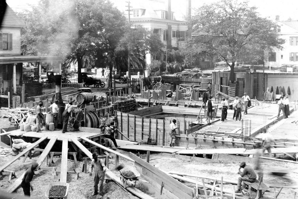 Construction begins of the Federal Reserve Bank Building, designed by Henrietta Dozier. Photo courtesy of Jacksonville Historical Society.