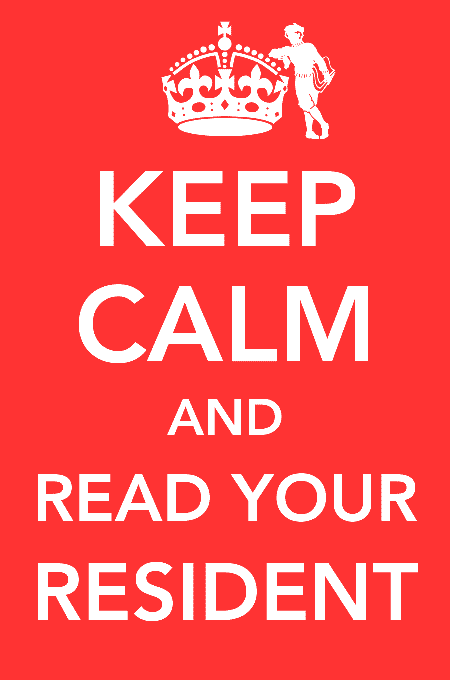 Crown icon with paperboy leaning against it | Keep Calm and Read Your Resident
