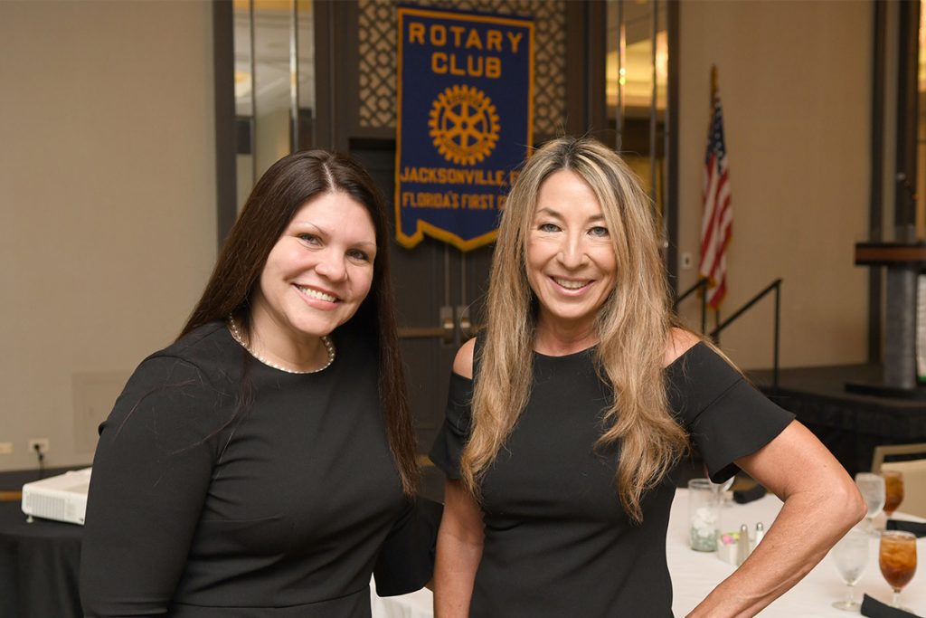 Rotary Club of Jacksonville’s latest member, Nancy Cleaveland, was introduced by Renee Parenteau, July 25.