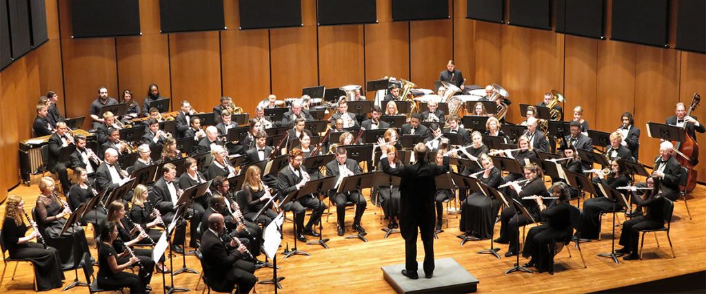 The First Coast Wind Symphony and Jacksonville University Wind Ensemble perform together.