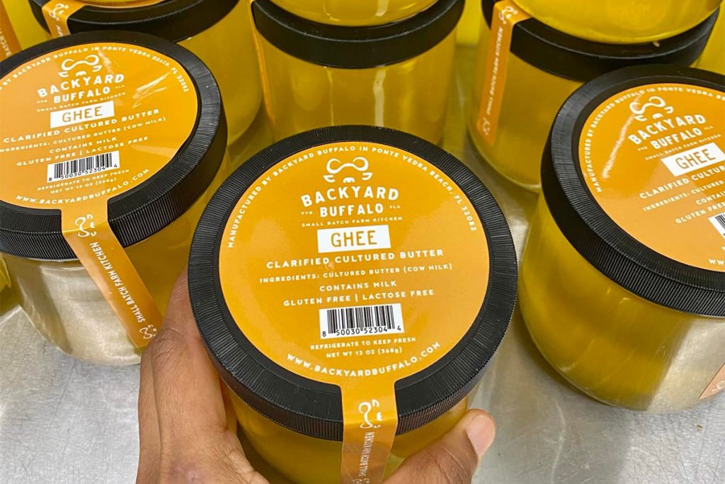Containers of Ghee | Picture credit Backyard Buffalo Facebook