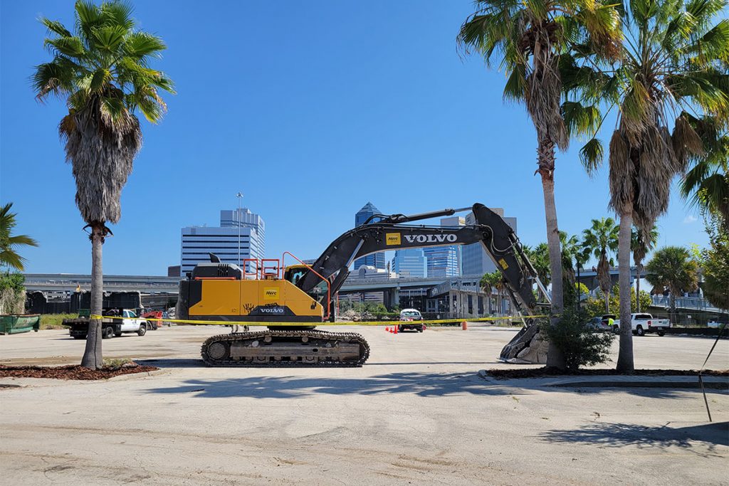 The site of the former Florida Times-Union building has been cleared in preparation for phase one of construction on the One Riverside mixed-use development.