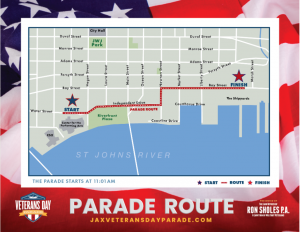 Veterans Day Parade Presented by the Law Offices of Ron Sholes, P.A. @ Downtown Jacksonville