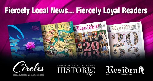 Image of Issue Covers | Text Stating "Fiercely Local News... Fiercely Loyal Readers | Logos of Circes, Historic Life, and Resident