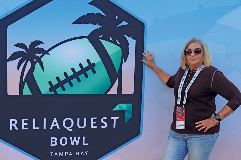 Nancy Beecher at the ReliaQuest Bowl, Mississippi vs. Illinois, January 2023.