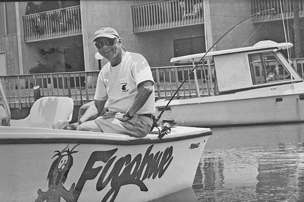 John, in his fishing boat, Fugahwe.
