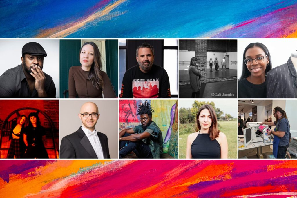 The Community Foundation for Northeast Florida’s Art Ventures winners. Top row: Ithiell Yisrael, Jessica Q. Stark, Andrew Fallon, Emily Cargill and Raquel Benjamin; Bottom row: Glenn Van Dyke (Kairos Creature Club), Julian Bryson, Marcus Jamal Williams, Barbara Hionides and Andrew Kozlowski