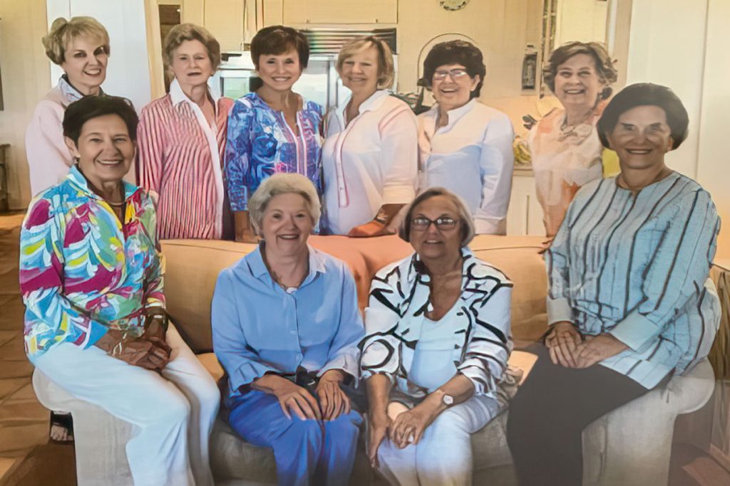 Back row: Angie Jones (Conway), Dorothy Coulter (Adams), Beth Walker (Slifer), Hazel Harby (Donahoo), Meta Bond (Magevney), Neely Paul (Towe). Front row: Robin Rhodes (Browning), Betty Stanly (Cates), Billie Kirby (Haynes) and Agnes Ellis (Danciger).