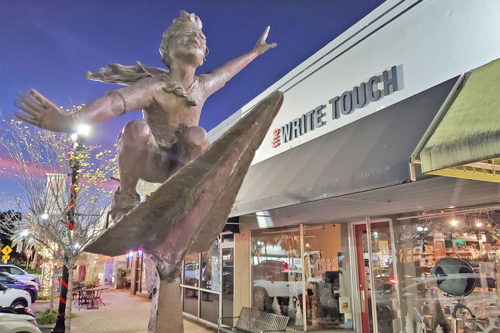 photo of statue outside of The Write Touch shop
