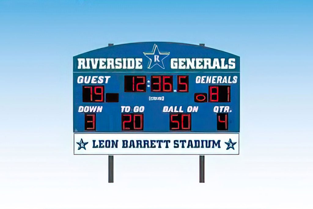 A rendering of the new signage for Coach Leon Barrett Stadium.