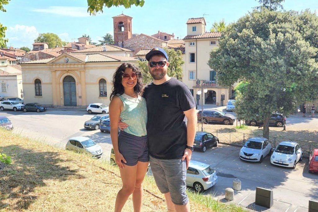 Nick Patterson with wife, Josie, in Lucca, Italy.