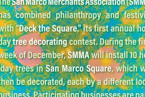 words from the article on a colorful Christmas ornament background