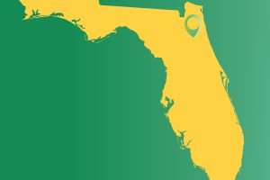 graphic of Florida in yellow on green background, with map location icon over Jacksonville area