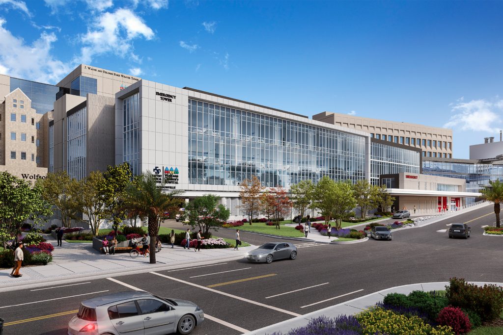 A rendering shows what the new Baptist building will look like from street level.