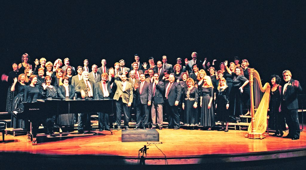 Don Thompson and a group of about 60 alumni singers in a 1994 reunion concert performed to a full house at the FCCJ Kent Campus theater.