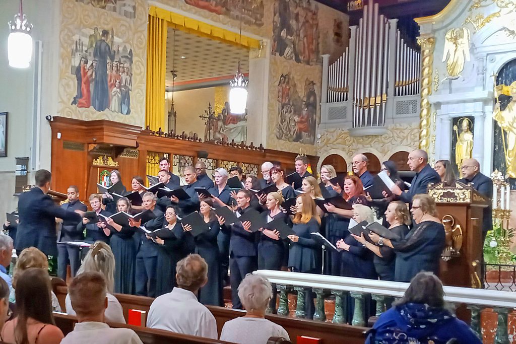 The Don Thompson Chorale performs the world premier of Josephine Octave, in collaboration with local composer Will Strassberger, at the Cathedral Basilica in St. Augustine on August 4, 2023.