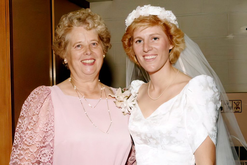 Marcia Ruth Hodgson in her wedding dress