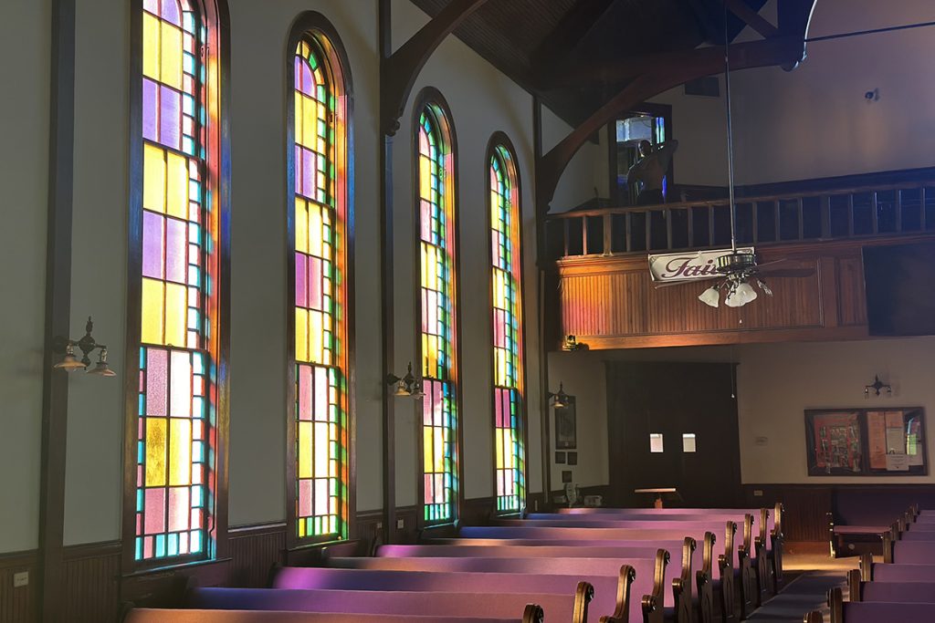 church interior after restoration