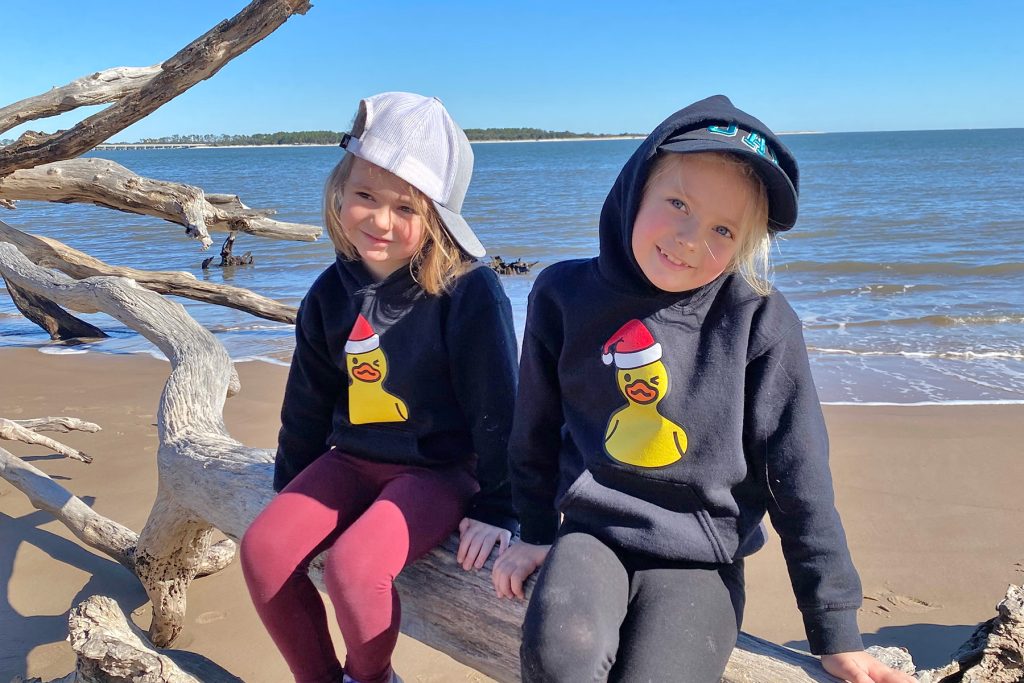 Emerson and Greer enjoying the sights of Boneyard Beach