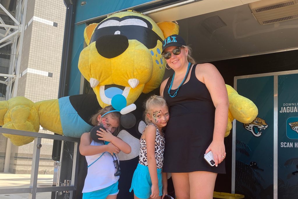 Mallory, Emerson and Greer at a Jaguars game