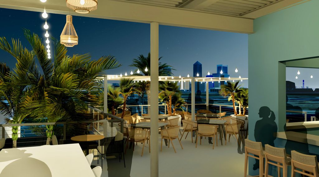 A peek at one of the outdoor terrace spaces planned for The HUB.