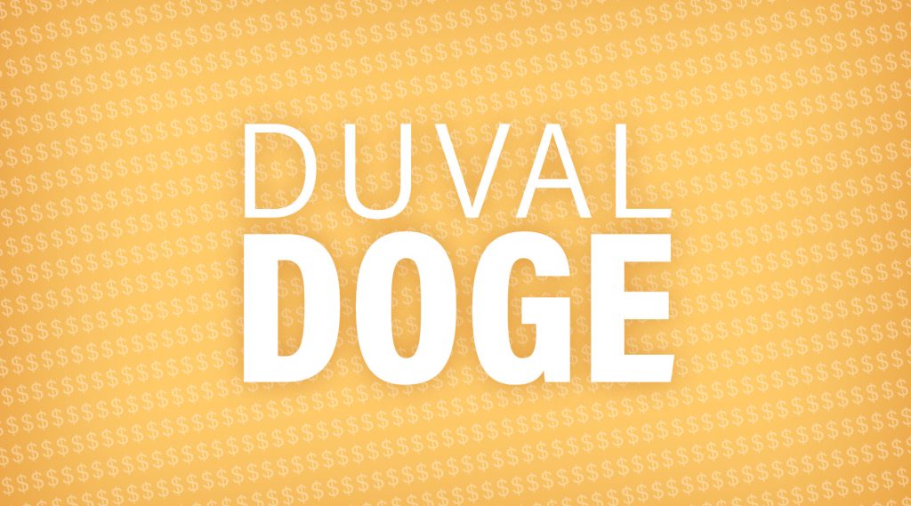 "DUVAL DOGE" on gold background with dollar signs