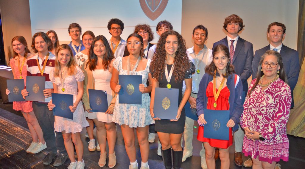 Students are celebrated for their induction into a language National Honor Society at an April 15 ceremony at Episcopal School of Jacksonville.