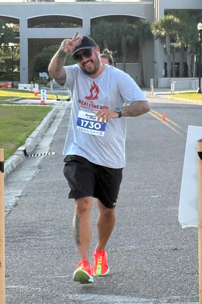 Leonardo Garcia ran the 5K in 11:27, ending fifth out of seven in his age group.