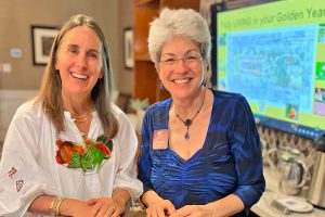 Resident News columnist, author and Grand Plans Founder Susanna Barton and Seniors on a Mission and G3 Village Executive Director Joanne Hickox at their April 22 presentation