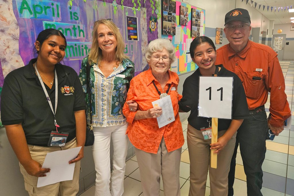 Student Manaseini Manjesh with Laylon Webb, Nancy Champion Rush, student Ana Escamilla-Aguirre, and John Rose