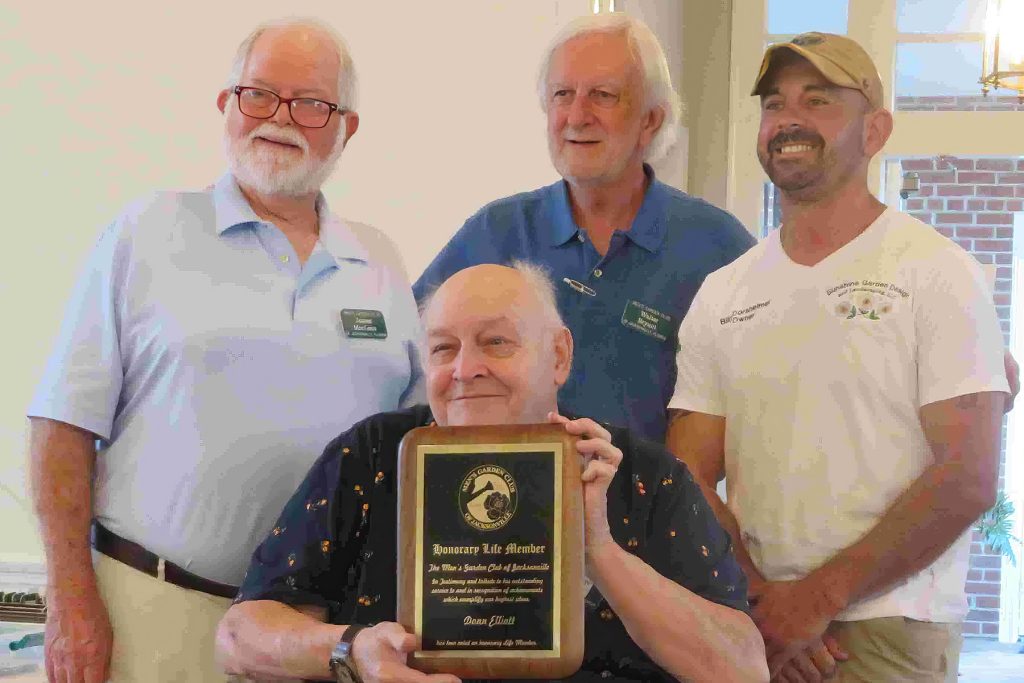 Jim Maclan, Walter Bryant, and Club President Billy Dorsheimer with Donn Elliott