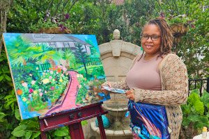 Artist Tatiana Kitchen was featured as the Artist in the Garden for Riverside Avondale Preservation’s fifth annual Yarden Tour. Her creativity in full bloom, she was one of several unique twists on this tour, which allowed participants to explore outdoor spaces throughout the community.