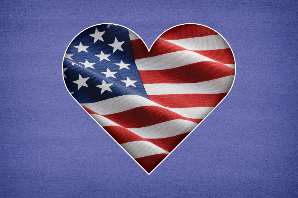 American flag in a heart shape