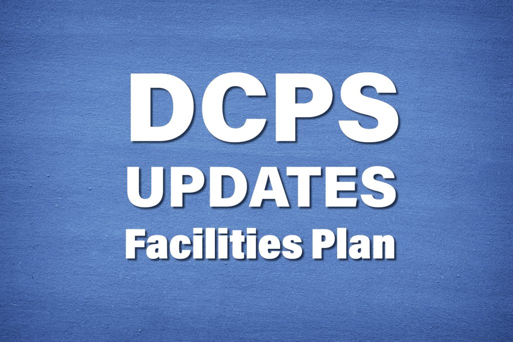 DCPS Updates Facilities Plan | words on blue background