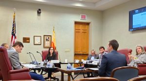 Colin Tarbert meets with the DIA Board for his final interview at a public meeting June 9.