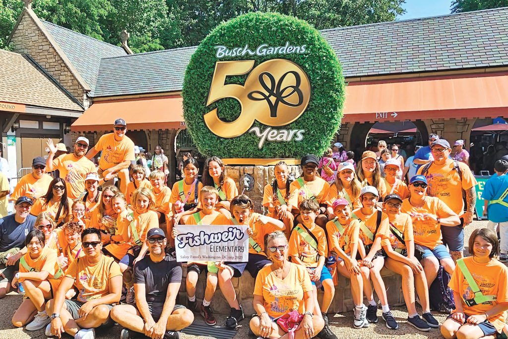 Fishweir Elementary’s 2025 Safety Patrol group poses at Busch Gardens Williamsburg.