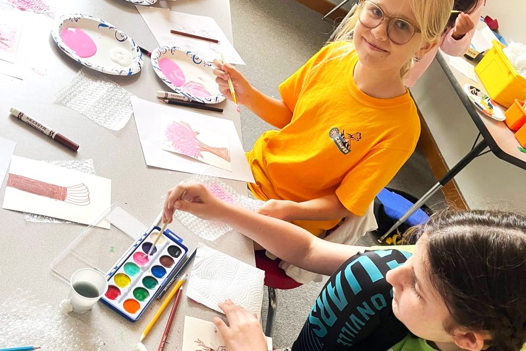 Avery B. and Sadie P. explore their artistic expression during the first week of JCAmp.