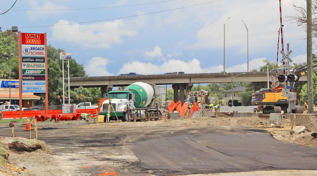 A view from Post Street north where a roundabout is being installed to provide for a safer area at its intersection with McDuff Avenue. FDOT plans to have the project wrapped up for the Labor Day weekend.