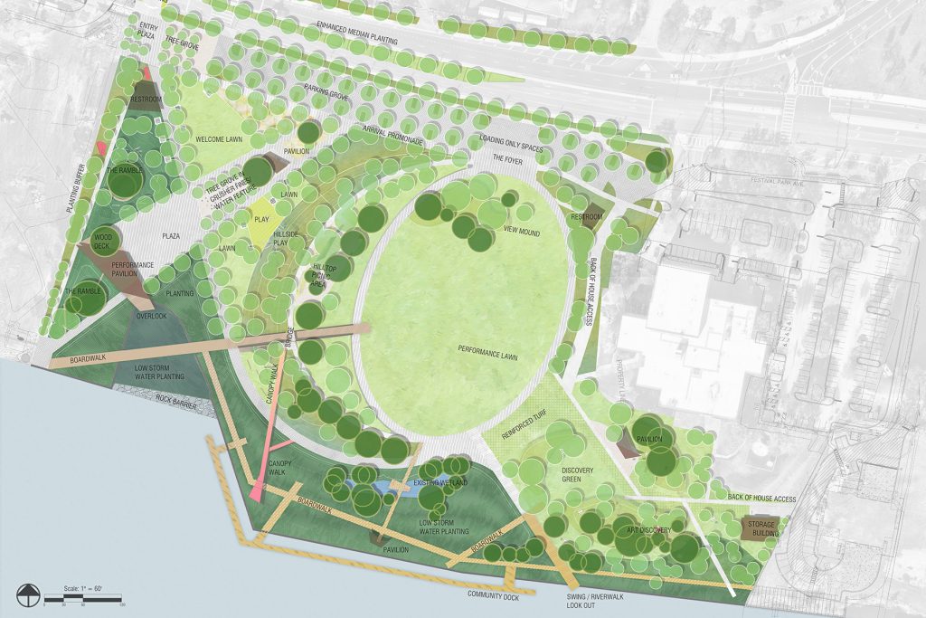 The preferred conceptual design of Metropolitan Park presented to the community earlier this year.